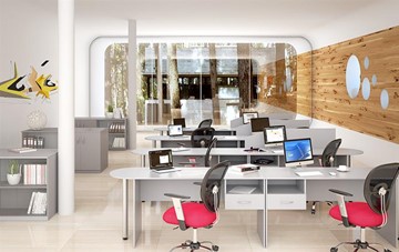 Офисный комплект мебели SIMPLE с эргономичными столами и тумбами в Первоуральске - предосмотр 1